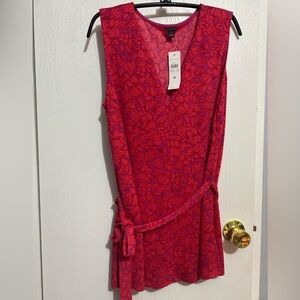 NWT Ann Taylor Women’s Medium Pink/Purple Floral Tank Top With Belt Tie